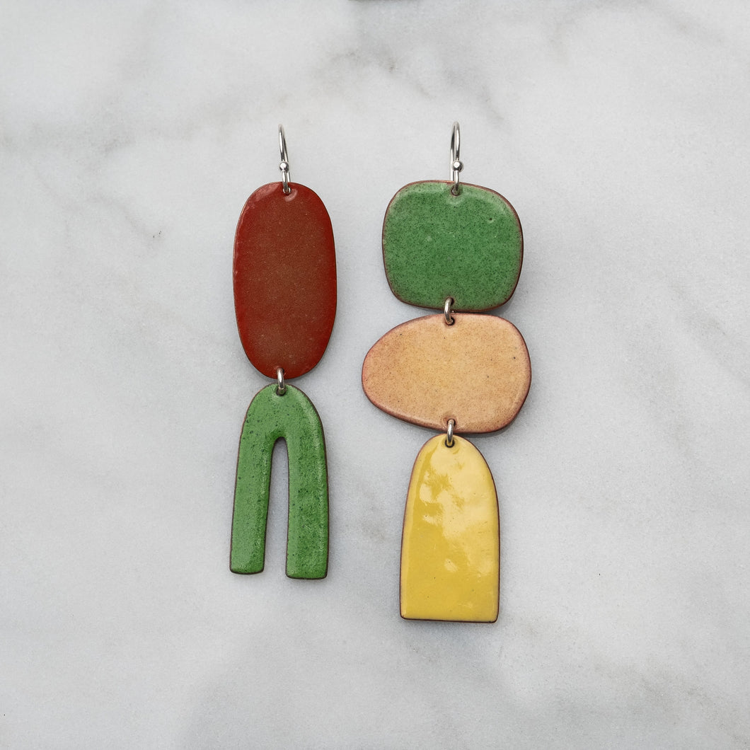 Enamel abstract earrings 1